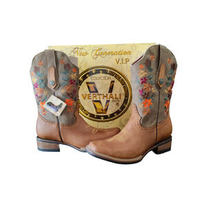 Verthali Exotic Women's Embroidered Floral Western Boots Size 9.5 New in Box